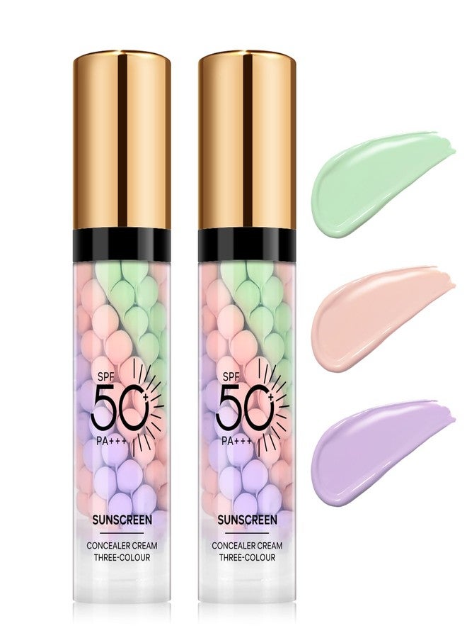 Freeorr 2 Pcs Color Correcting Makeup Primer Facial Serum, SPF 50 PA+++ Sunscreen Isolation Cream, Oil Control Moisturizing Skin Tone Correcting, One Step Color Corrector Face Primer - Image 1